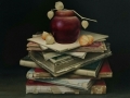 Boekenstilleven met houten pot / Still life with books and wooden pot © Aad Hofman